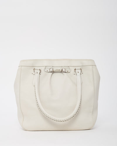 Dior Vintage White Leather My Dior Frame Tote Bag