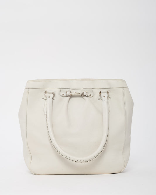 Dior Vintage White Leather My Dior Frame Tote Bag