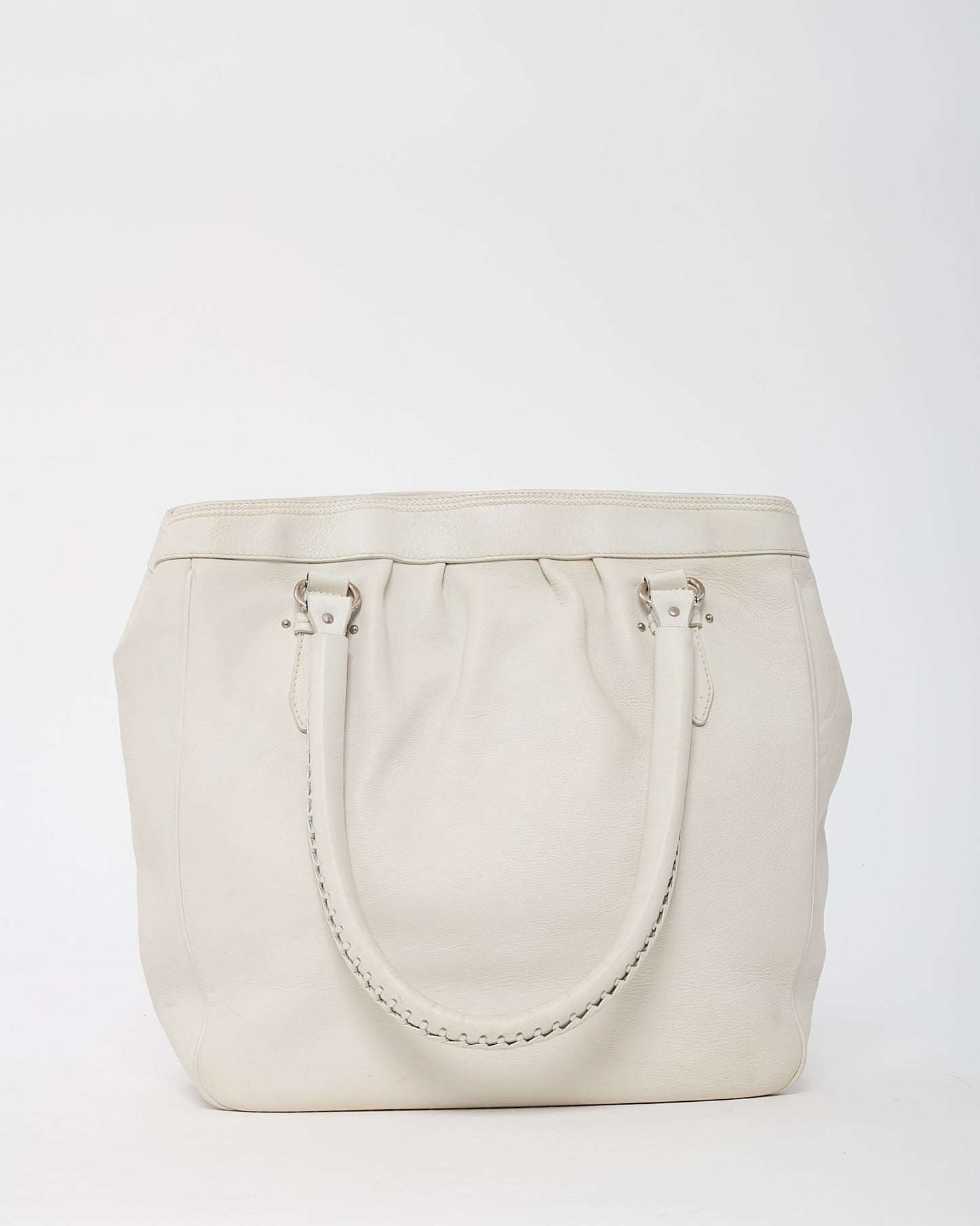Dior Vintage White Leather My Dior Frame Tote Bag