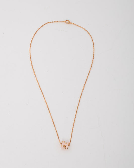 Hermès Rose Gold Metal and Pink (Rose Dragée) Mini Pop H Necklace