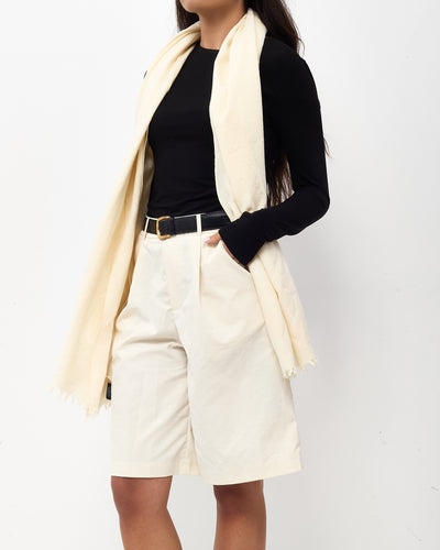 Gucci White Cream GG Monogram Wool/Silk Shawl Scarf