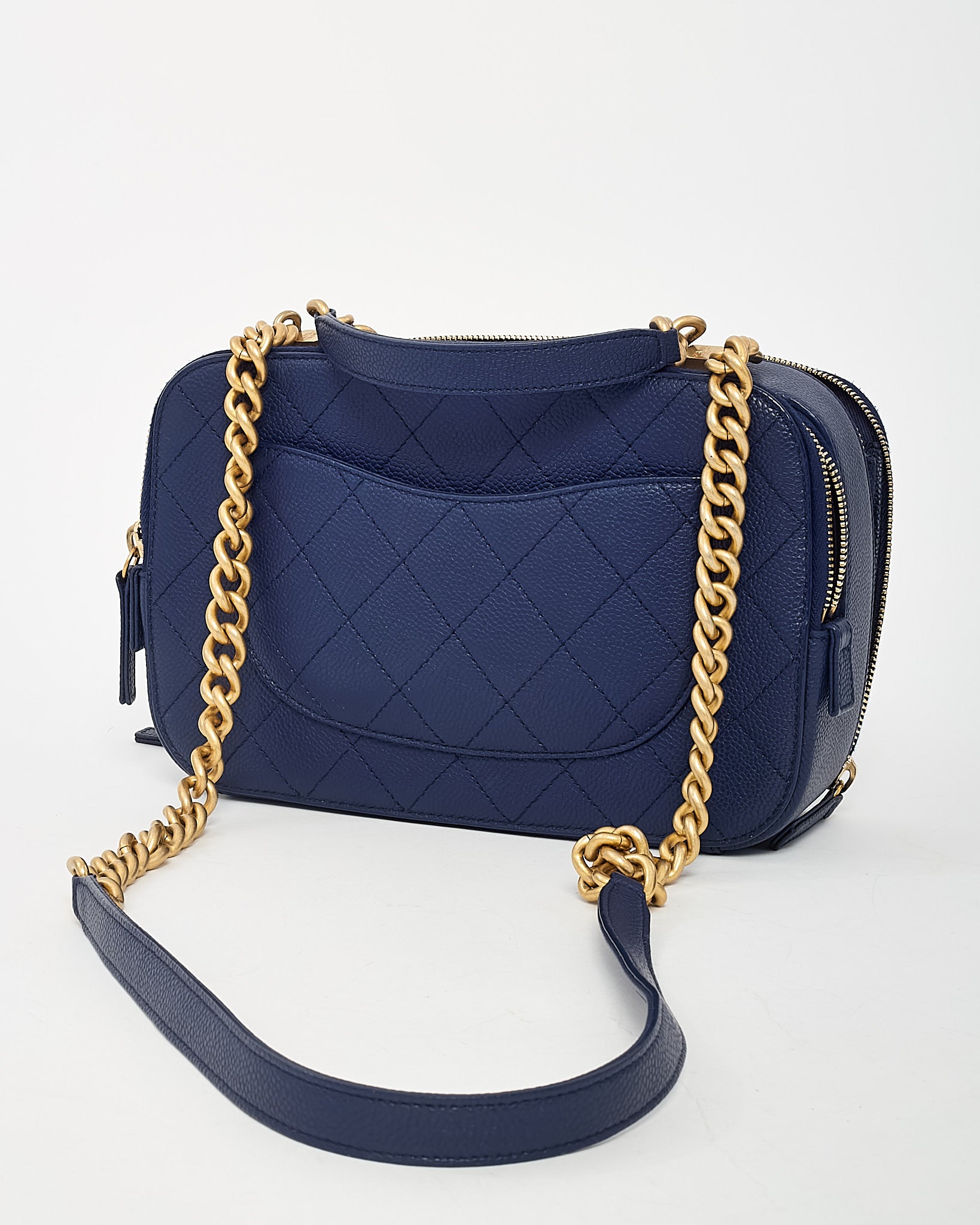 Buy Chanel Blue Quilted Caviar Leather Business Affinity Camera