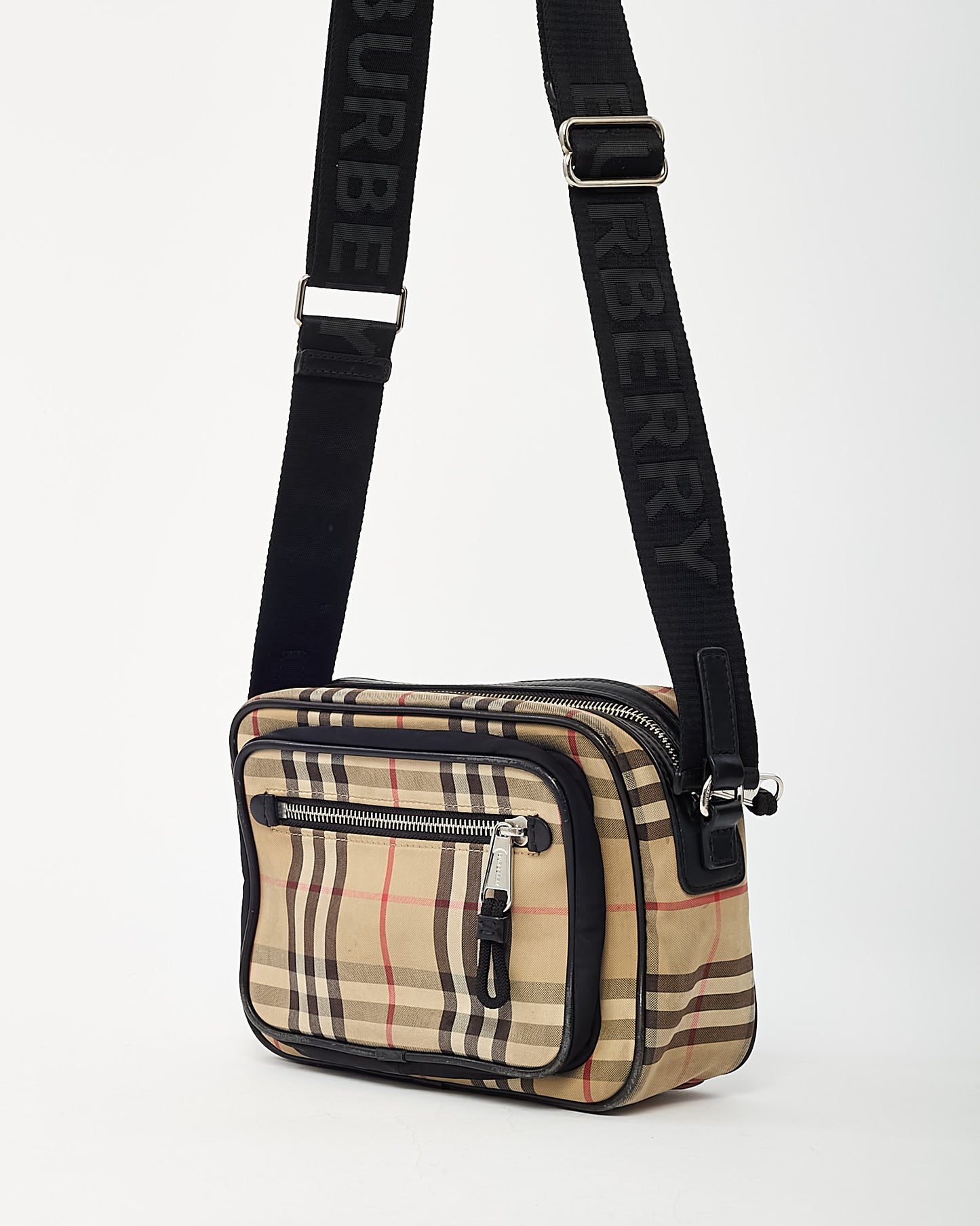 Sac porté épaule petit modèle Lola en tweed beige archive Burberry