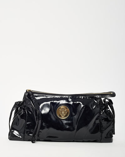 Gucci Black Patent Leather Large Hysteria Clutch