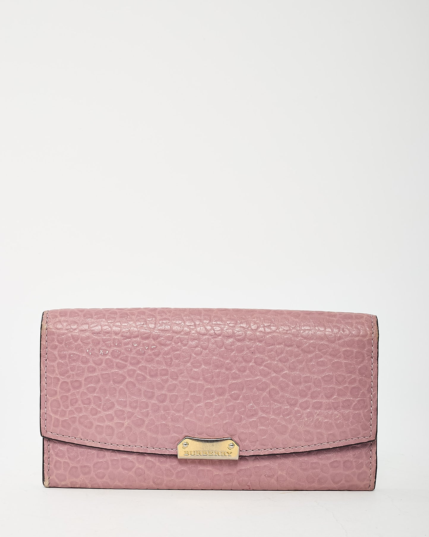 Burberry Pink Textured Leather Long Wallet