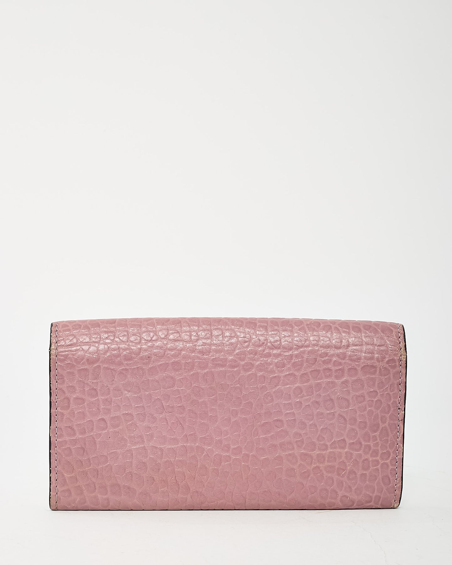 Burberry Pink Textured Leather Long Wallet