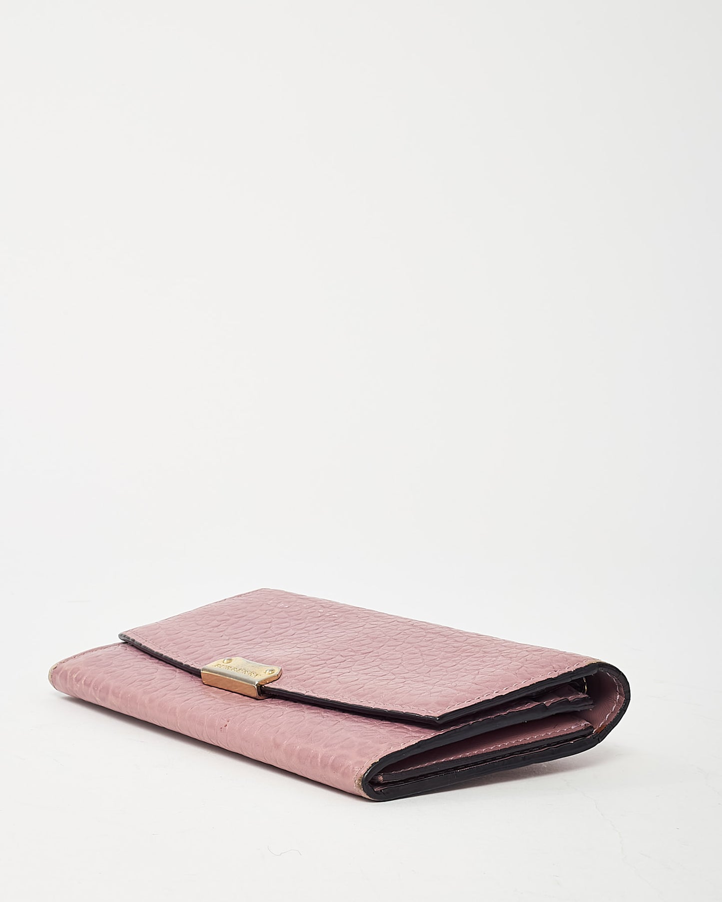 Burberry Pink Textured Leather Long Wallet