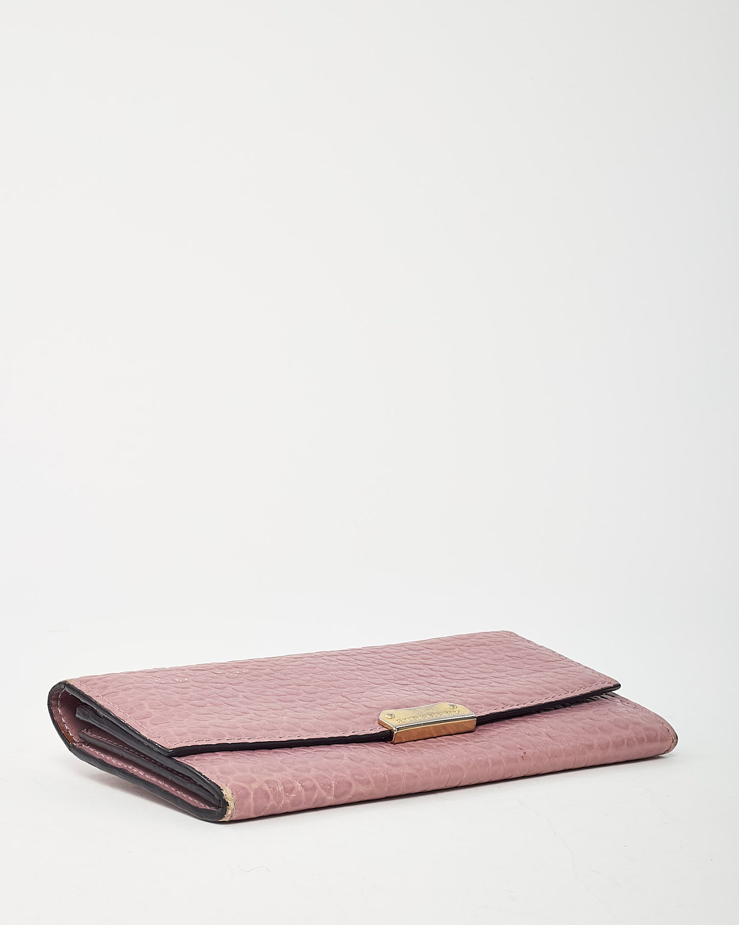 Burberry Pink Textured Leather Long Wallet