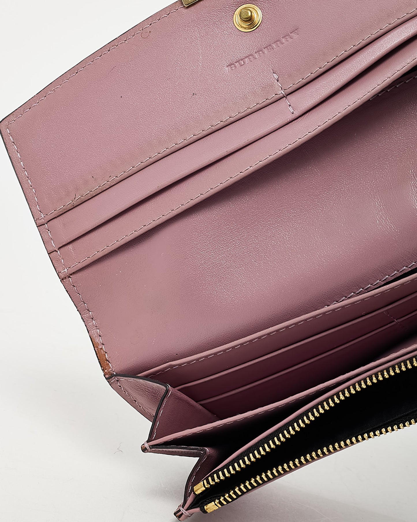 Burberry Pink Textured Leather Long Wallet