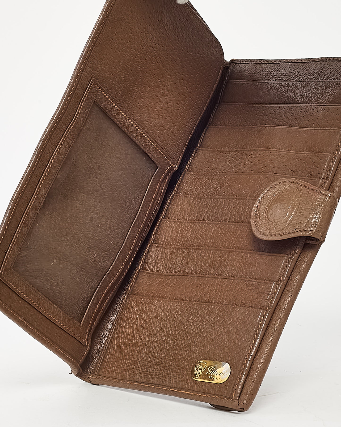 Portefeuille compact Gucci Marmont en cuir matelassé diagonal torchon GG bleu marine et blanc