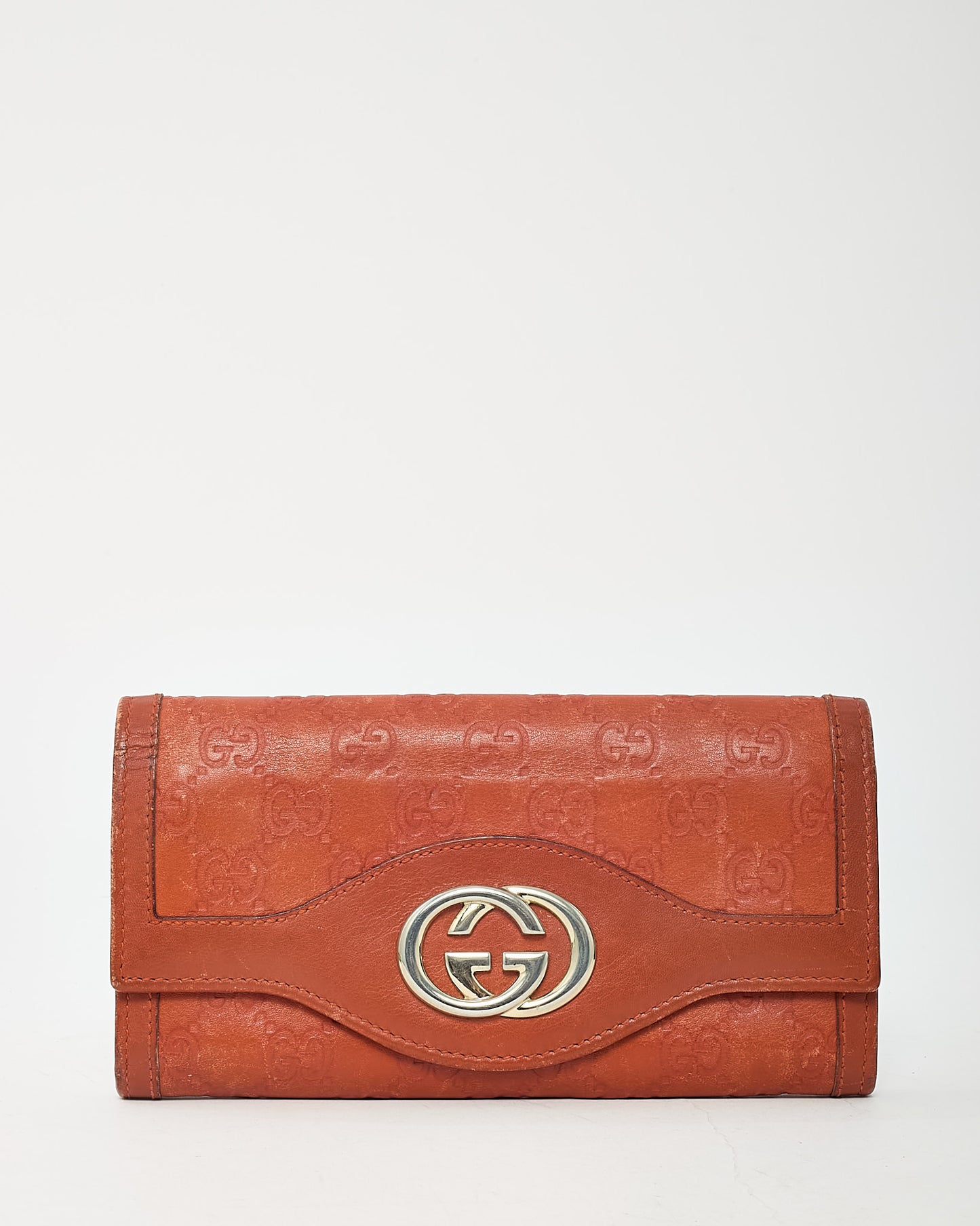 Gucci Orange Guccissima Monogram Leather Long Bi-Fold Wallet