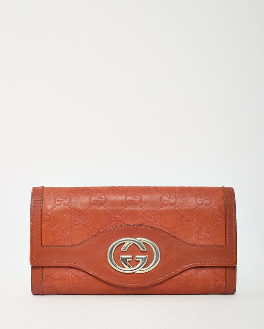 Portefeuille compact Gucci Marmont en cuir matelassé diagonal torchon GG bleu marine et blanc