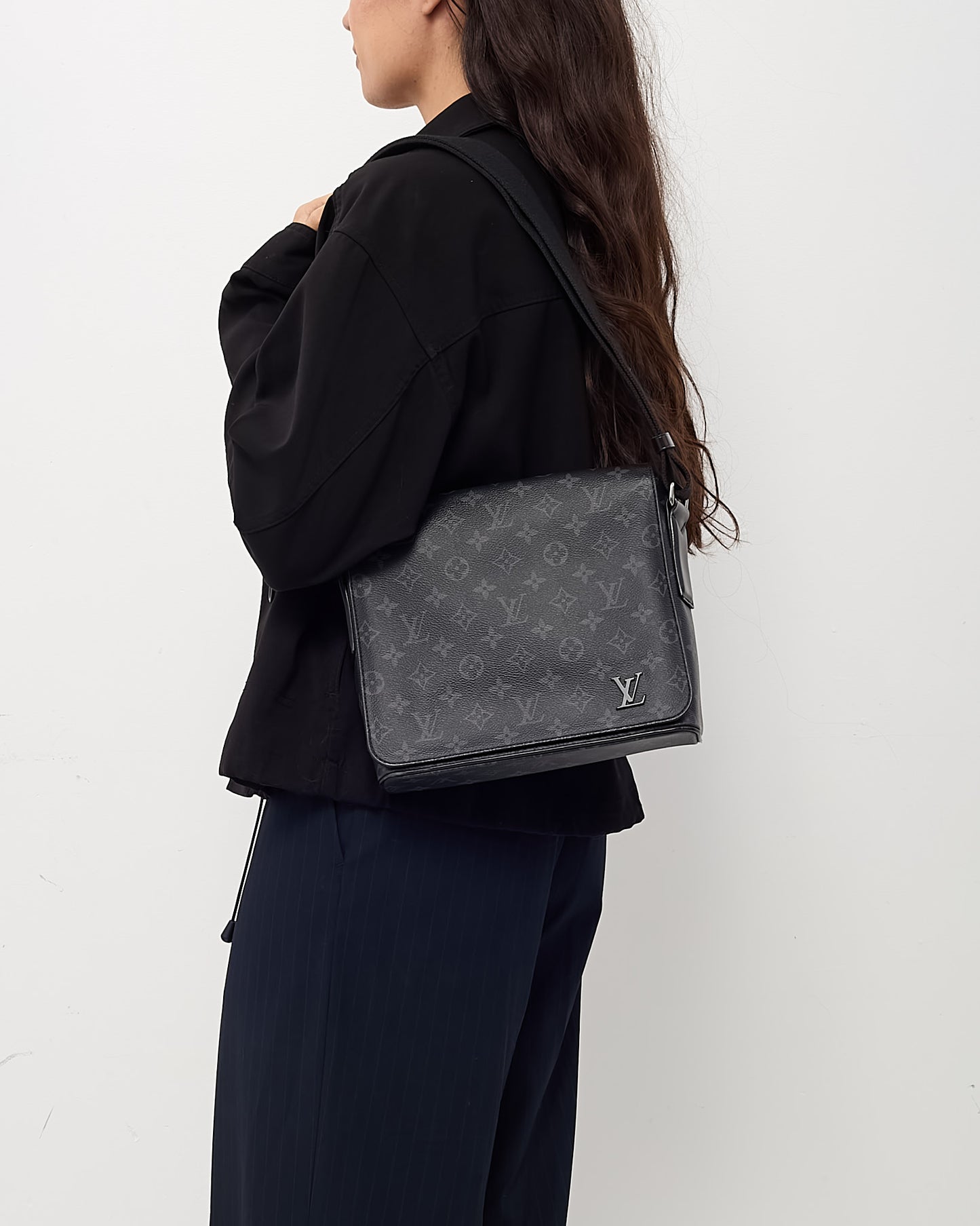 Louis Vuitton Black Monogram Eclipse Coated Canvas District PM Crossbody Bag