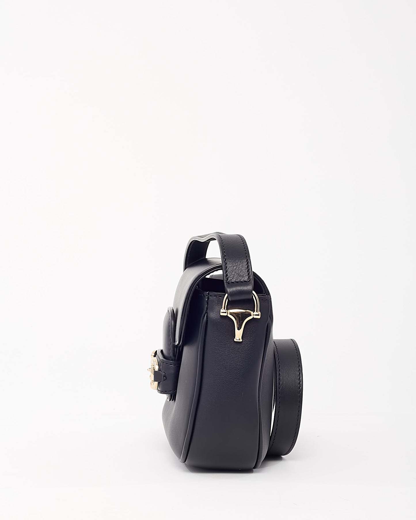 Gucci Black Soft Leather 1955 Small Horsebit Crossbody Bag