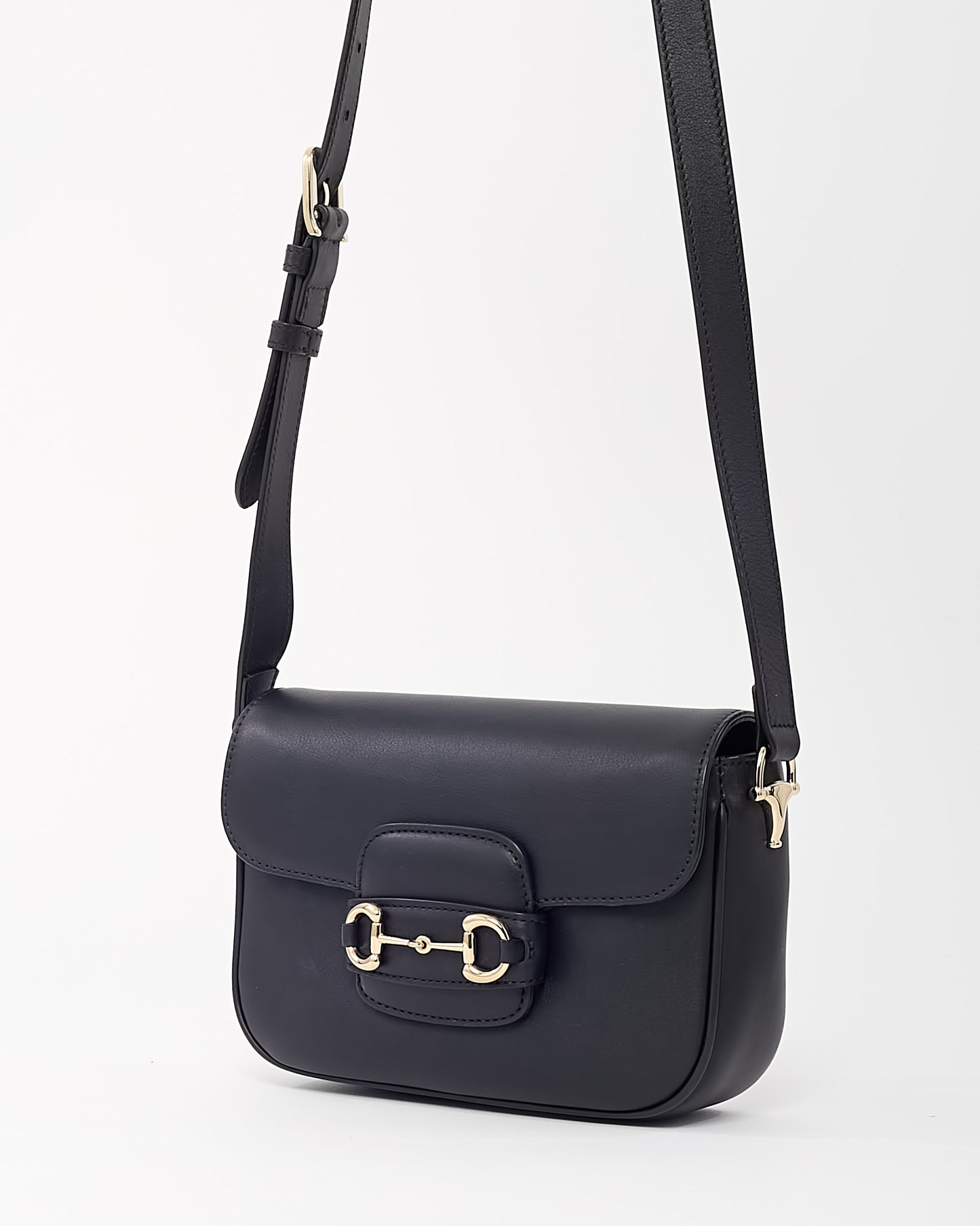 Gucci Black Soft Leather 1955 Small Horsebit Crossbody Bag