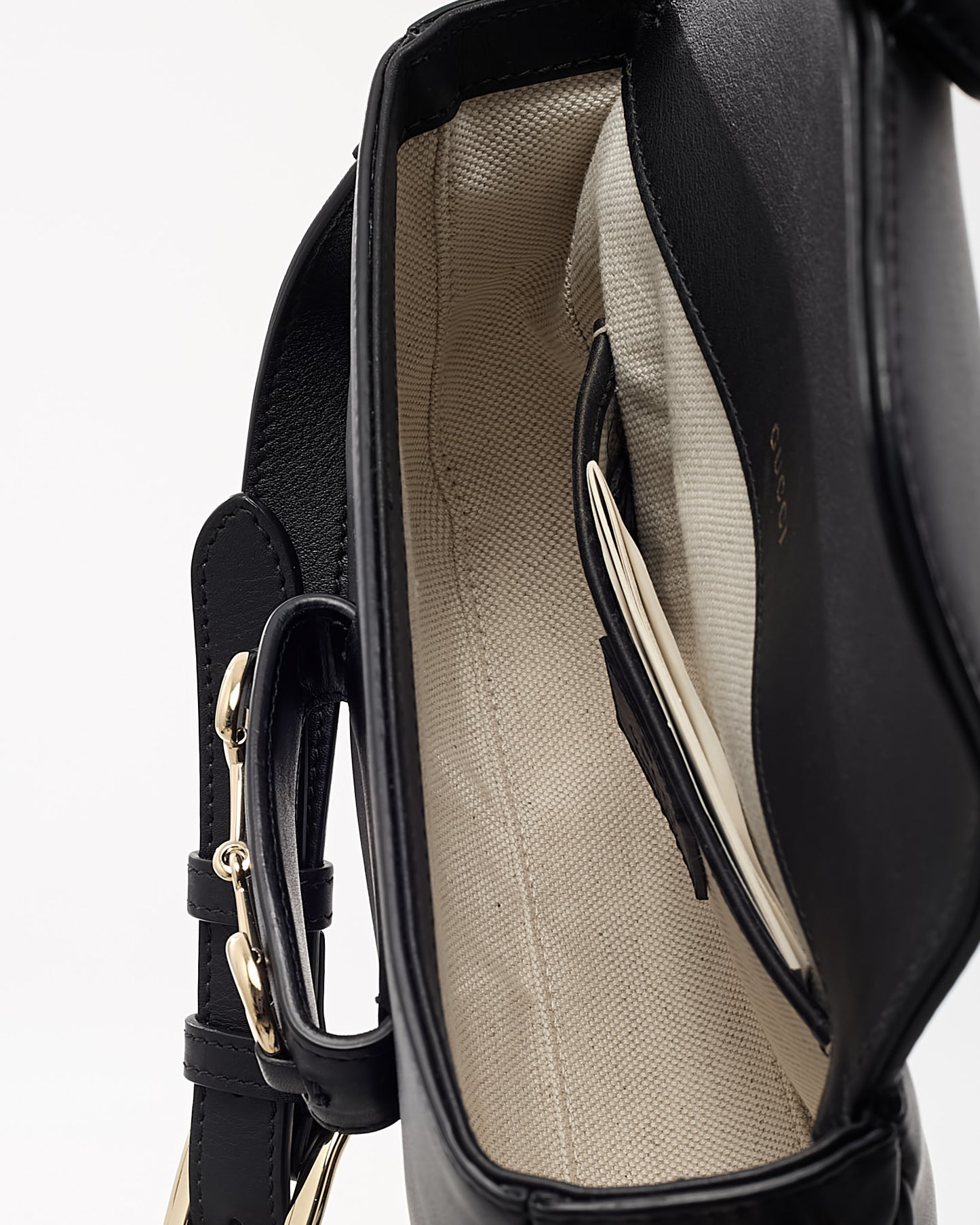 Gucci Black Soft Leather 1955 Small Horsebit Crossbody Bag