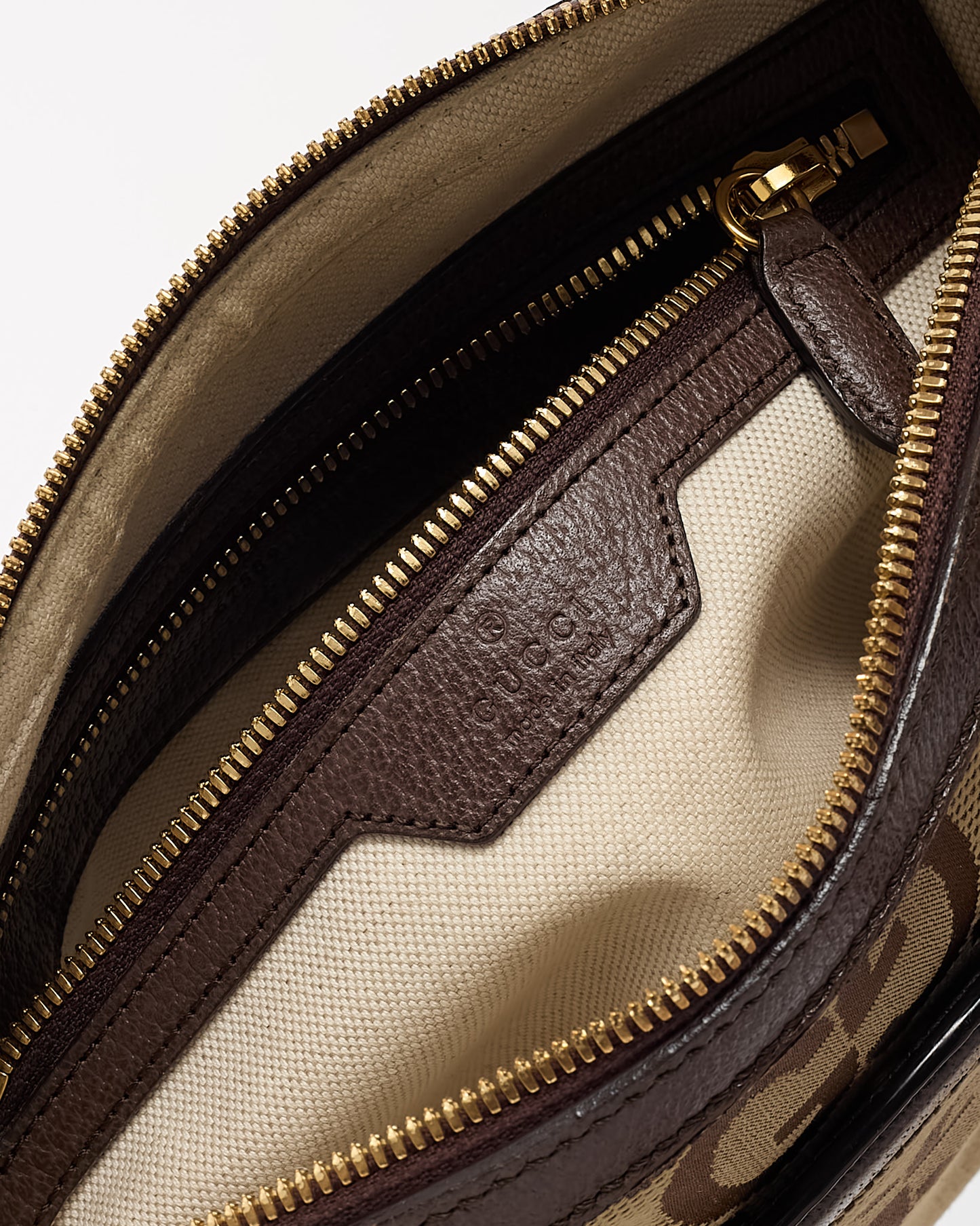 Gucci Beige and Brown Jumbo GG Monogram Canvas Messenger Crossbody Bag