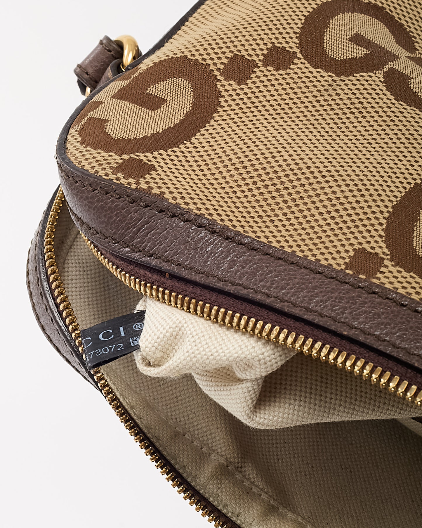 Gucci Beige and Brown Jumbo GG Monogram Canvas Messenger Crossbody Bag