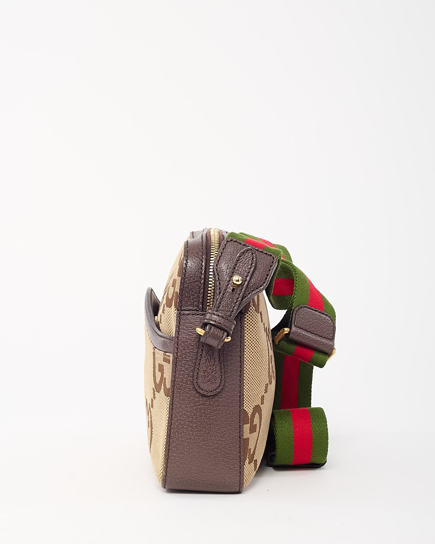 Gucci Beige and Brown Jumbo GG Monogram Canvas Messenger Crossbody Bag