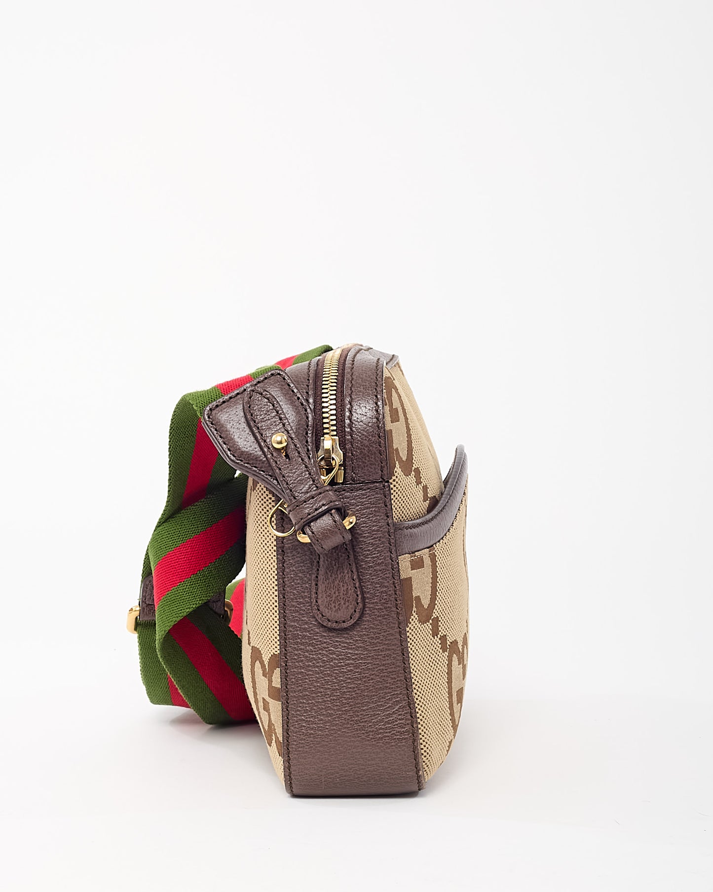 Gucci Beige and Brown Jumbo GG Monogram Canvas Messenger Crossbody Bag