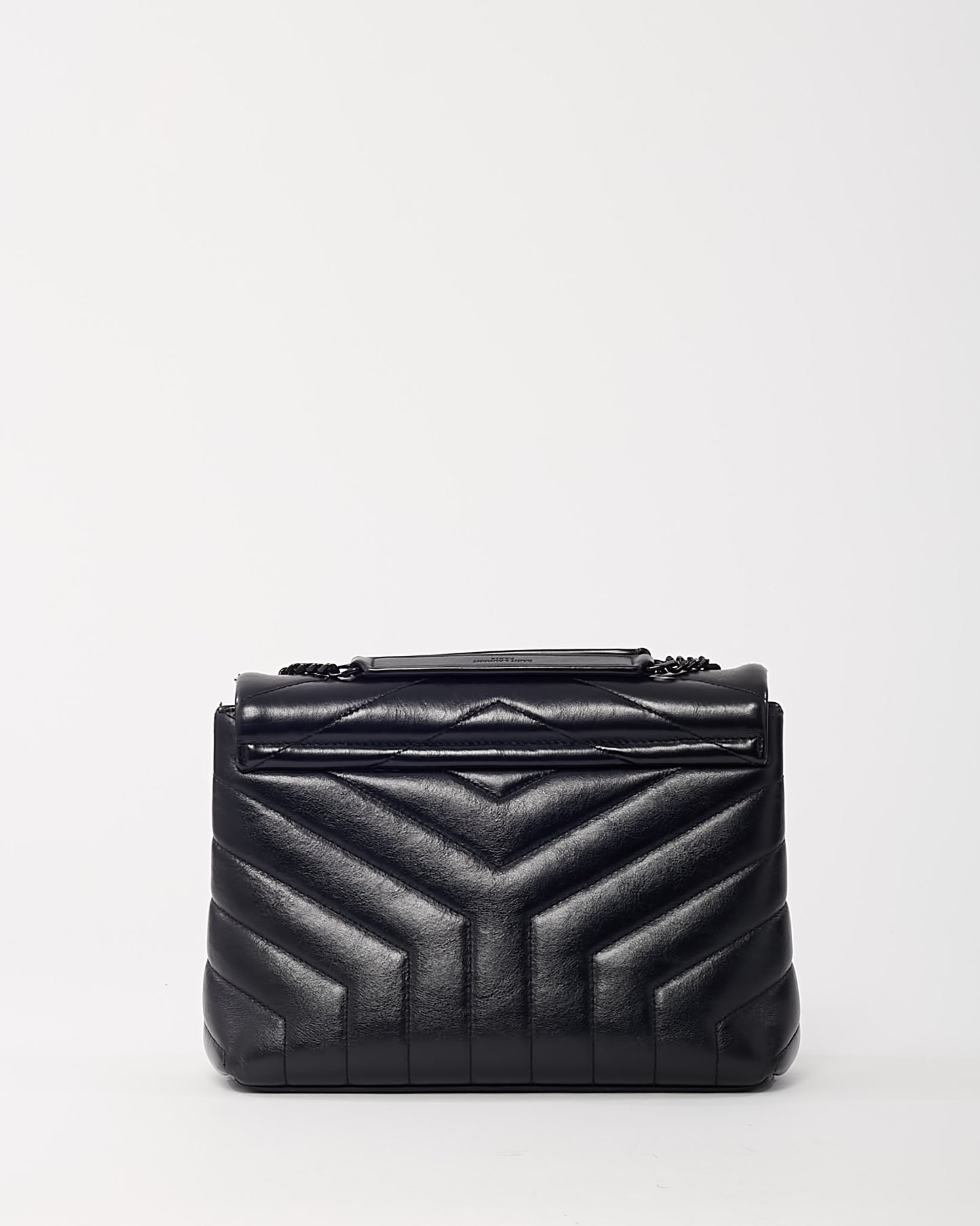 Saint Laurent Black Chevron Leather Small BHW YSL Monogram Loulou Shoulder Bag