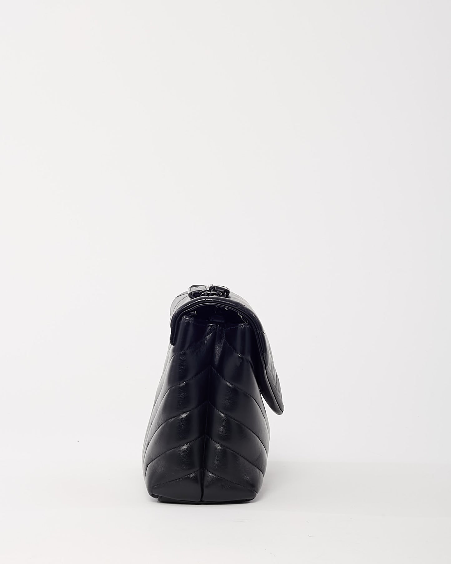 Saint Laurent Black Chevron Leather Small BHW YSL Monogram Loulou Shoulder Bag