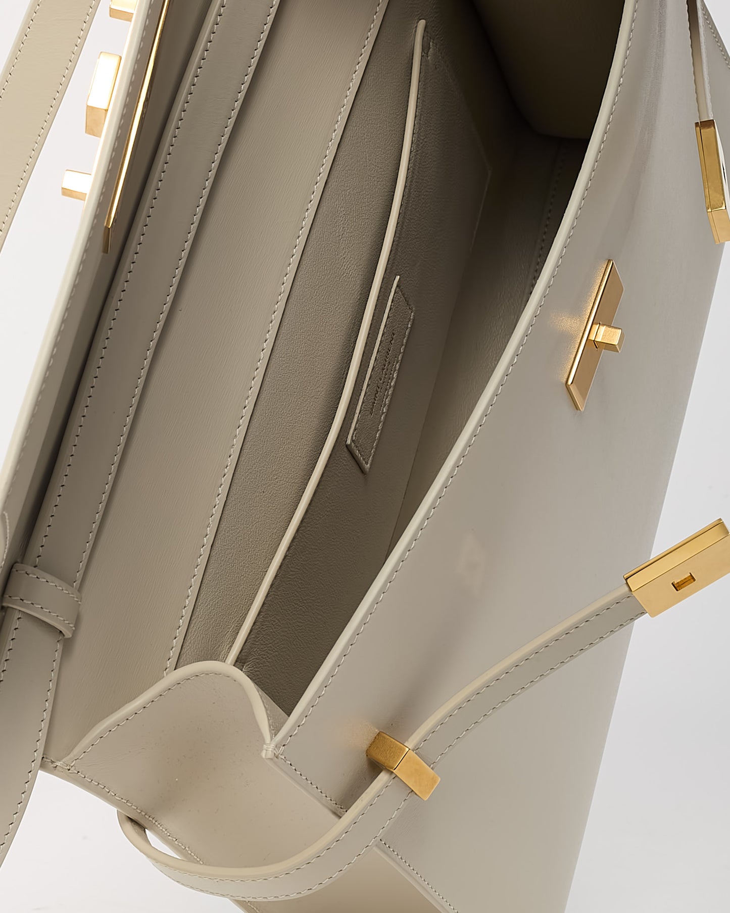Saint Laurent White Smooth Calfskin Leather Medium Manhattan Shoulder Bag