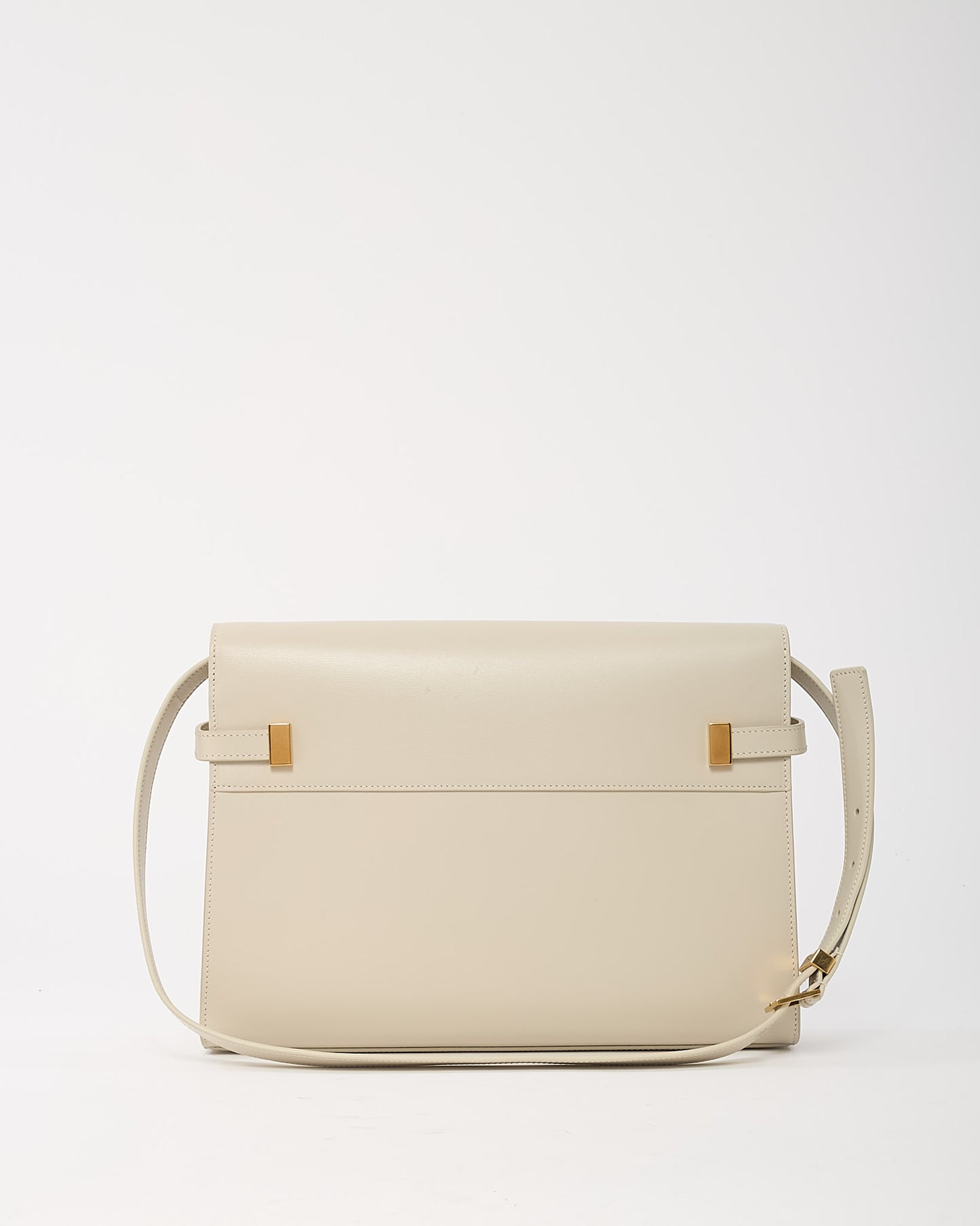 Saint Laurent White Smooth Calfskin Leather Medium Manhattan Shoulder Bag