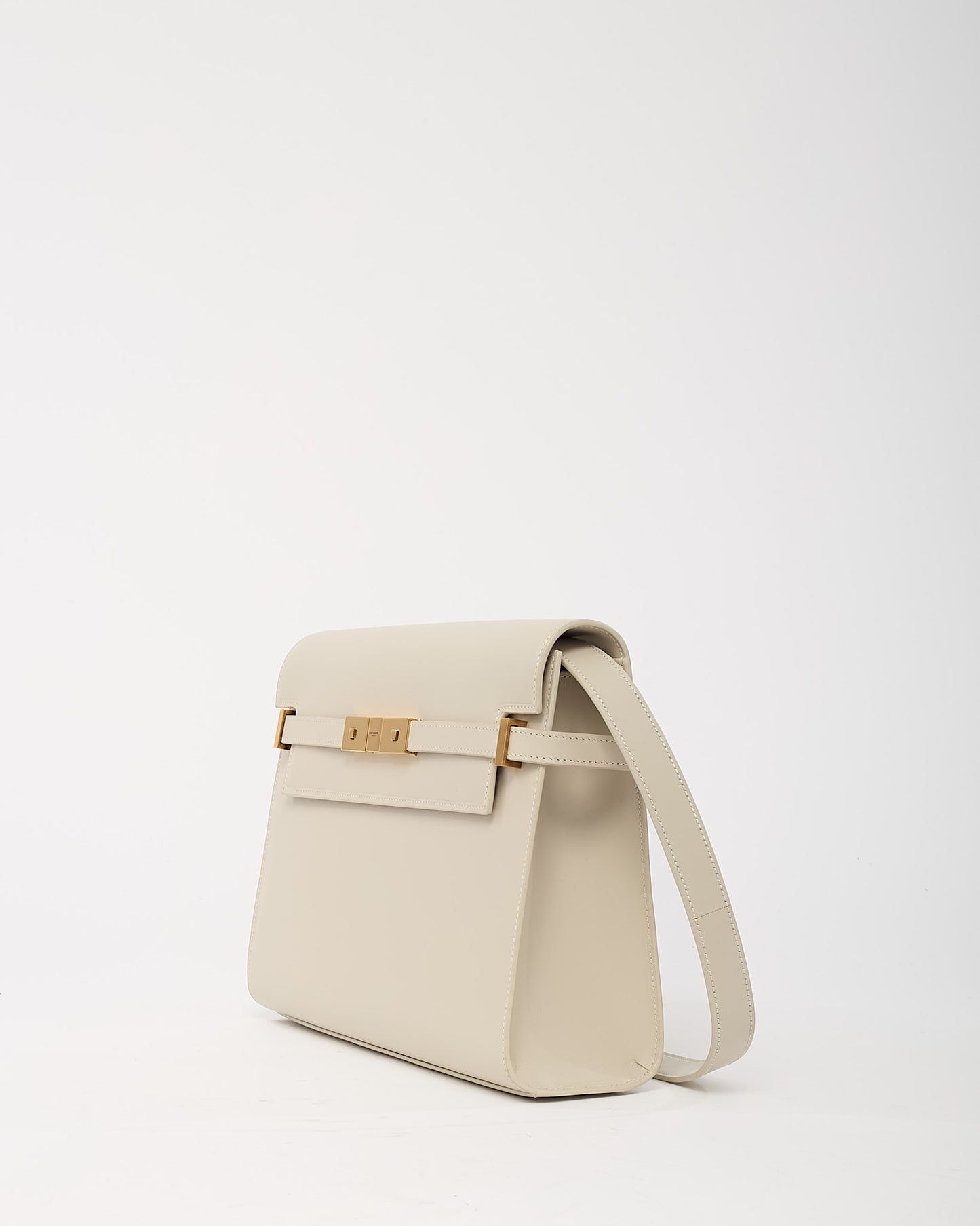 Saint Laurent White Smooth Calfskin Leather Medium Manhattan Shoulder Bag