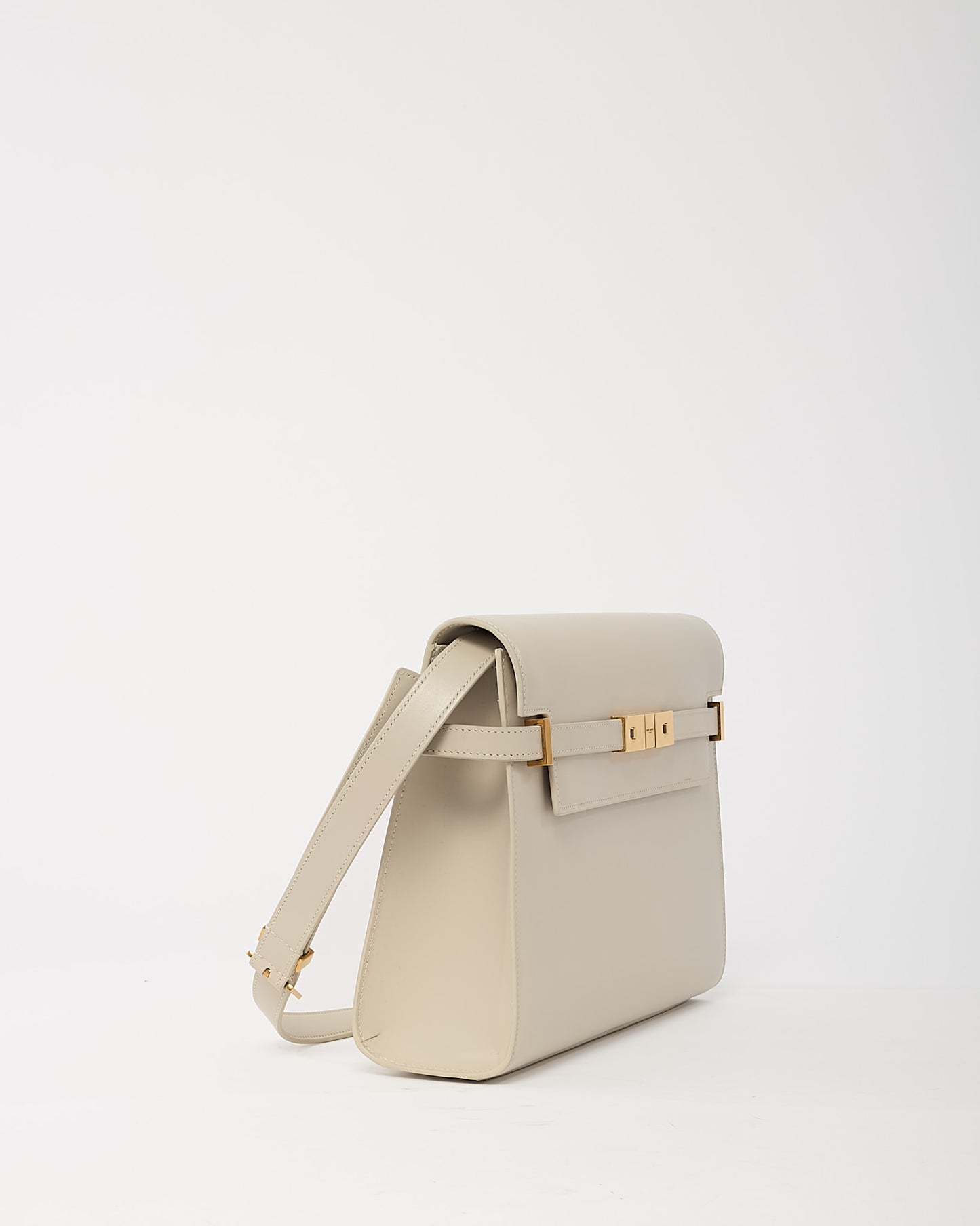 Saint Laurent White Smooth Calfskin Leather Medium Manhattan Shoulder Bag