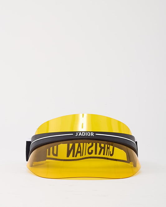 Dior Yellow Perspex and Black/White Dior Logo Cotton-Blend Jacquard DiorClub Visor