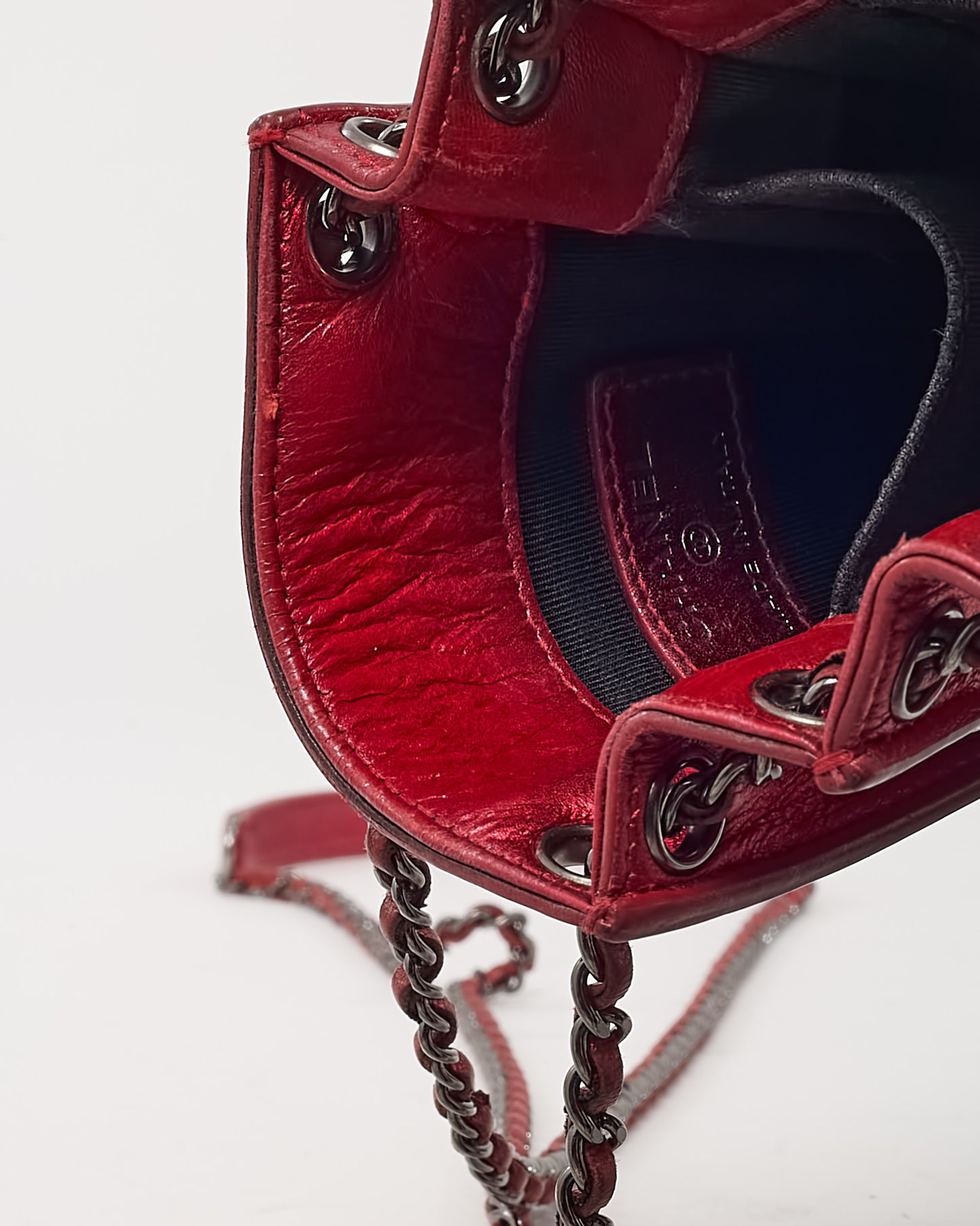 Chanel Red Patent Leather CC Logo Phone Holder Chain Crossbody Bag