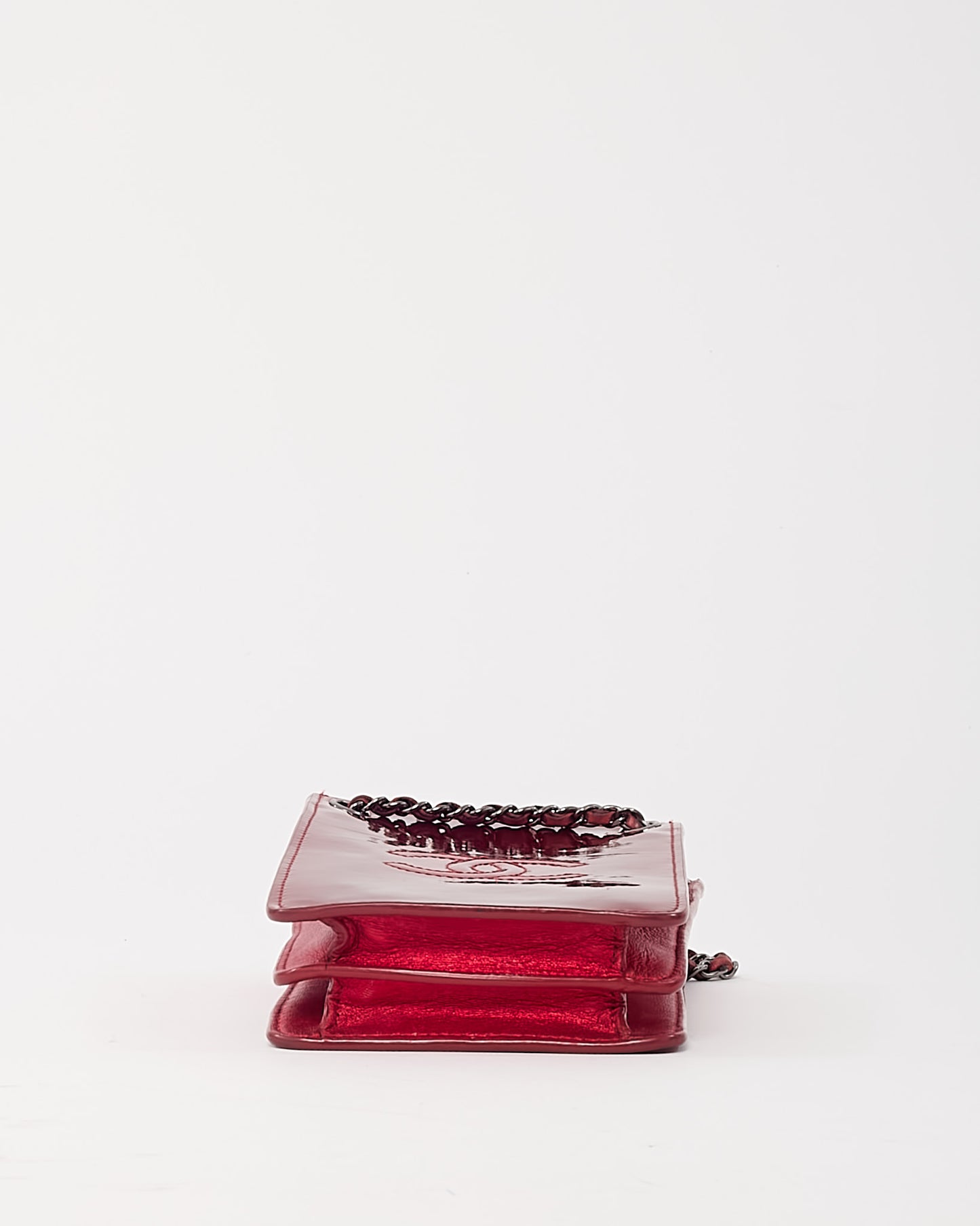 Chanel Red Patent Leather CC Logo Phone Holder Chain Crossbody Bag