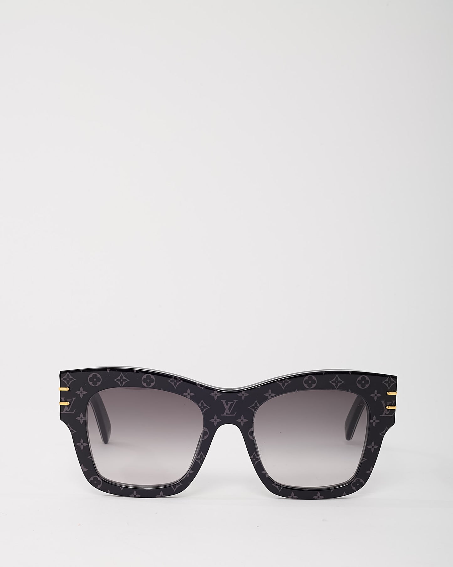 Lunettes de soleil carrées Louis Vuitton Black and Gold LV Shadow Z1843U
