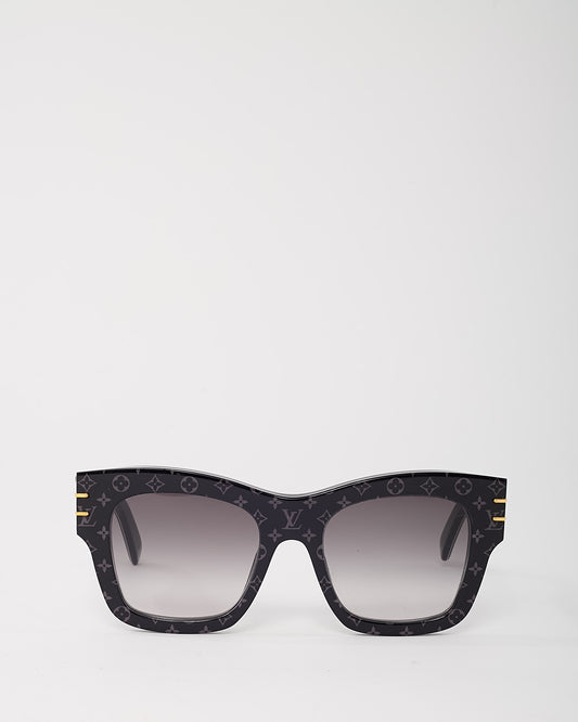 Lunettes de soleil carrées Louis Vuitton Black and Gold LV Shadow Z1843U
