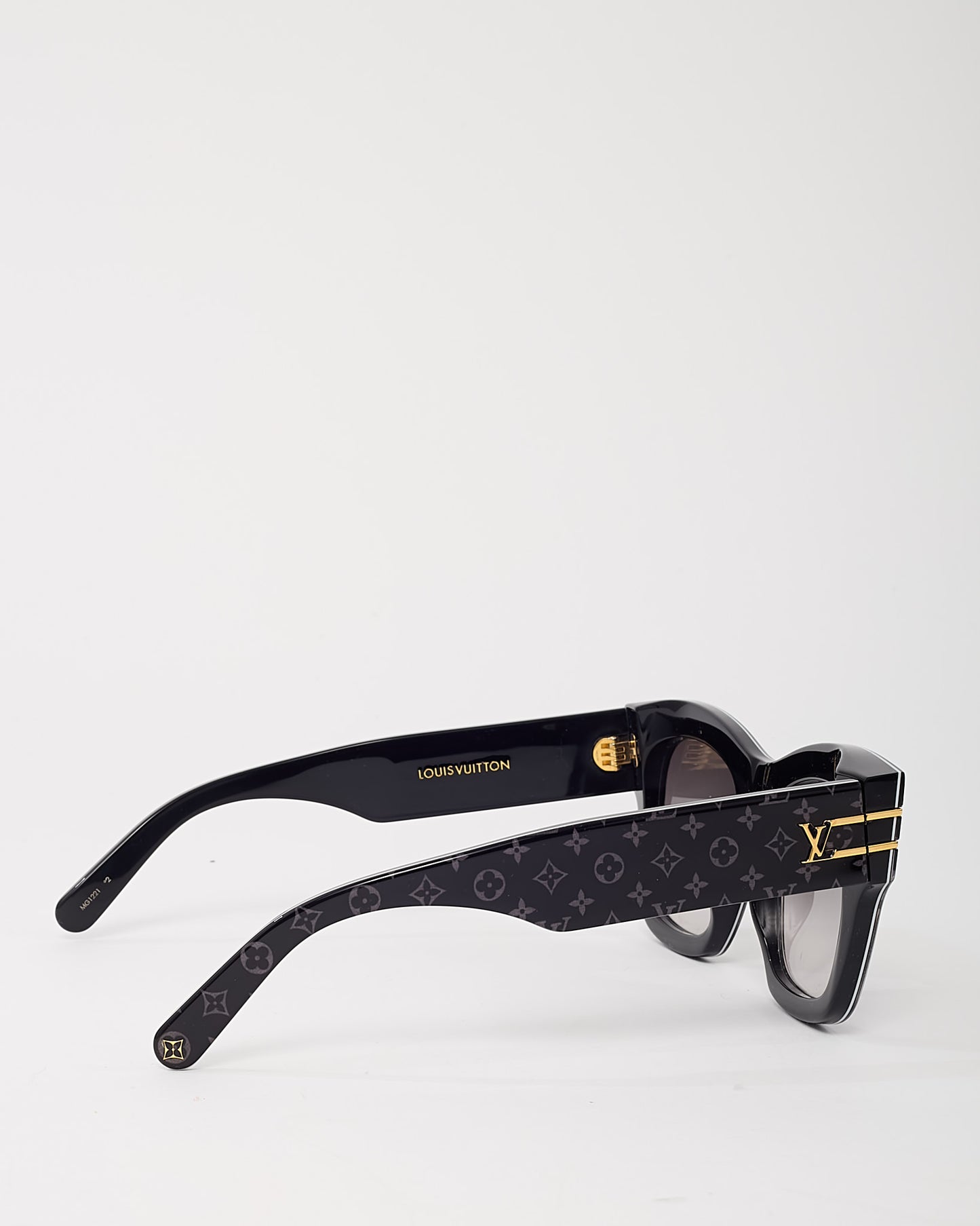 Lunettes de soleil carrées Louis Vuitton Black and Gold LV Shadow Z1843U