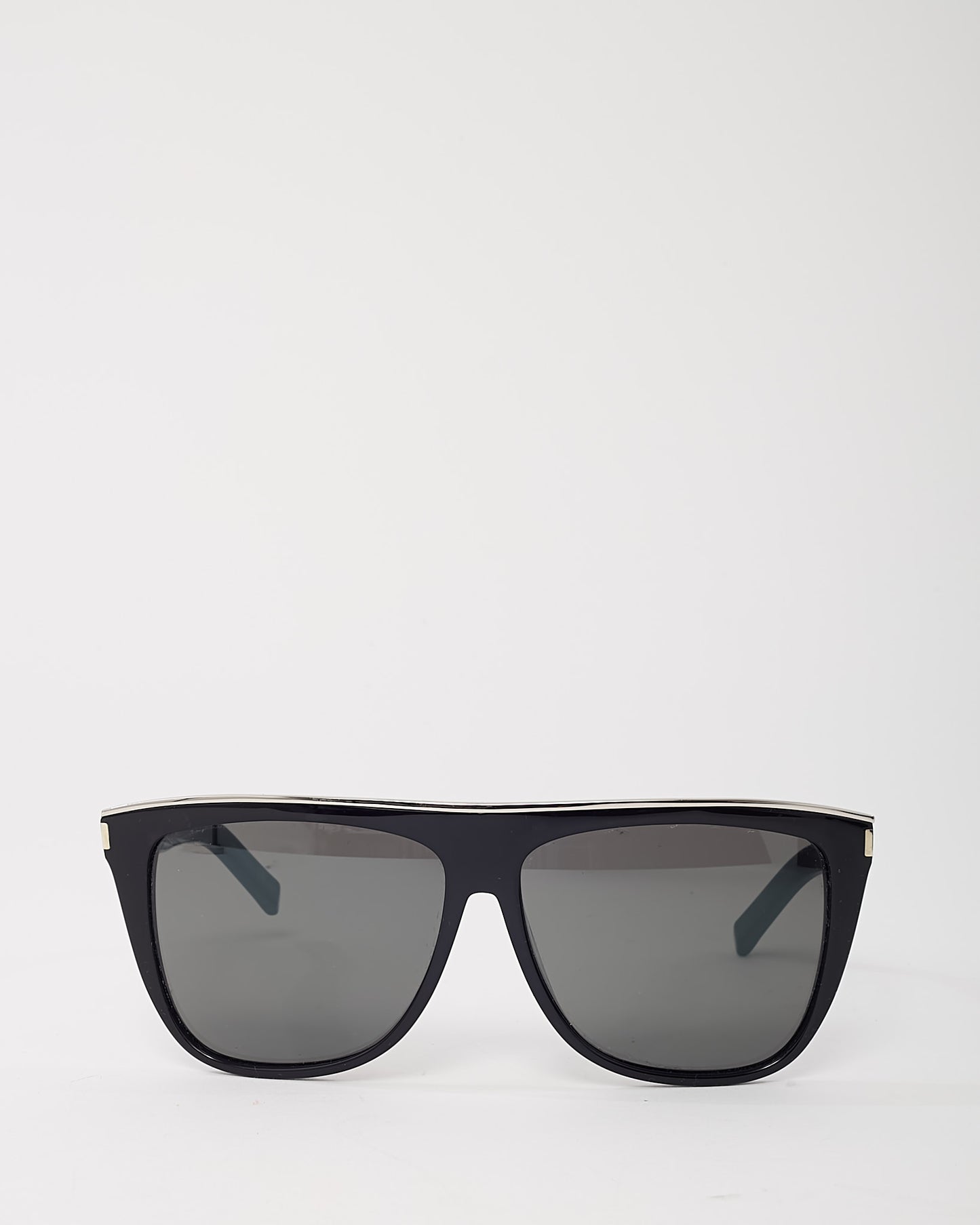 Saint Laurent Black and Silver SL1 COMBI Flat Top Sunglasses