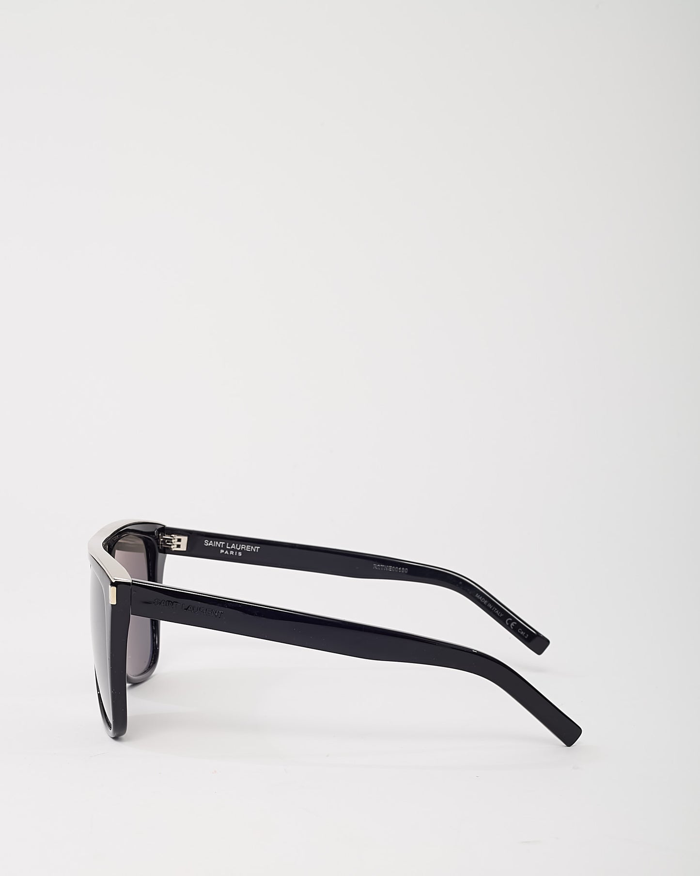 Saint Laurent Black and Silver SL1 COMBI Flat Top Sunglasses