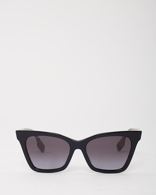 Burberry Black Acetate Check Cat Eye Elsa B4346 Sunglasses