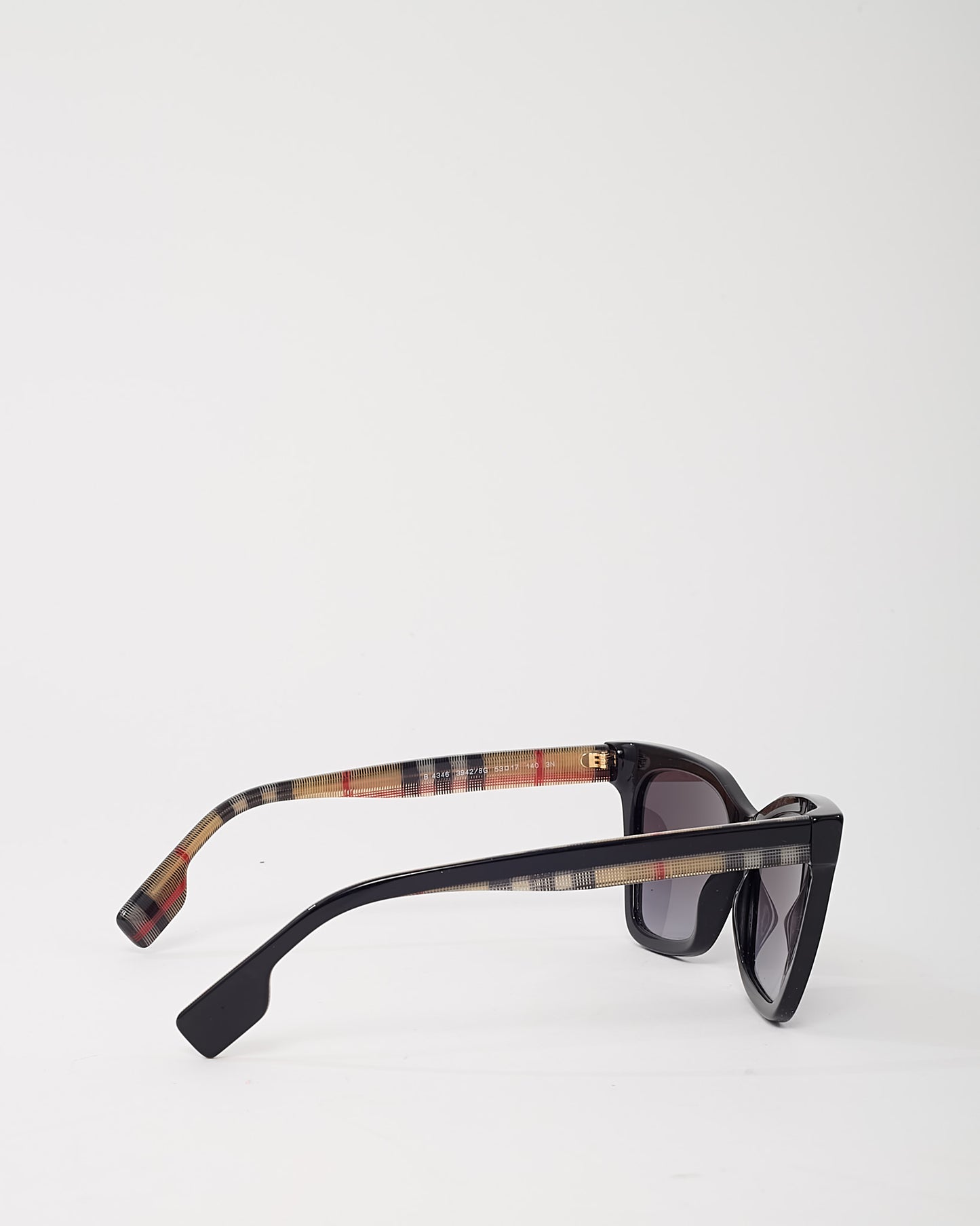 Burberry Black Acetate Check Cat Eye Elsa B4346 Sunglasses