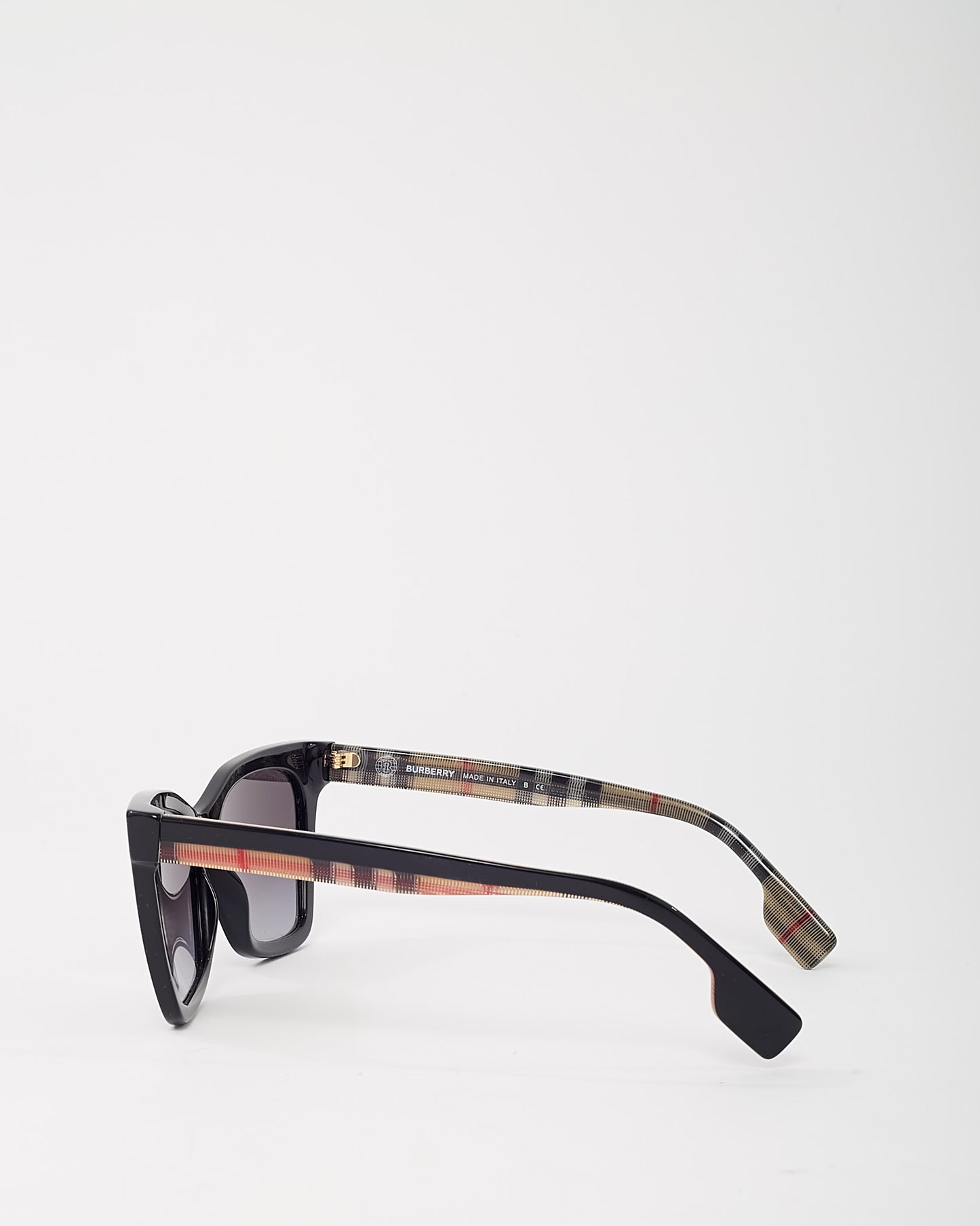 Burberry Black Acetate Check Cat Eye Elsa B4346 Sunglasses