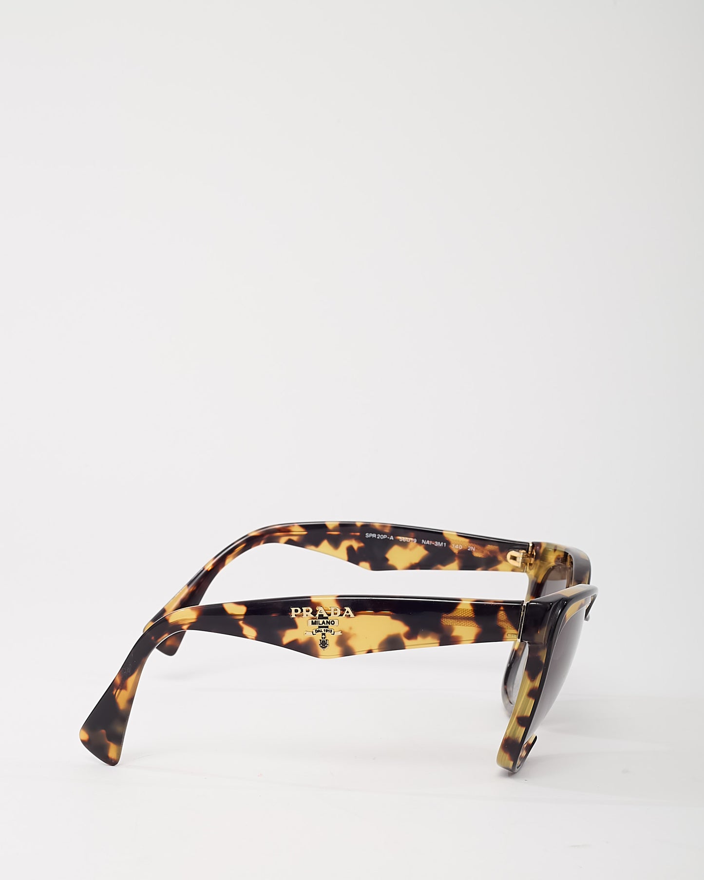Prada Brown Tortoise SPR20P/8 Triangle Logo Cat Eye Sunglasses