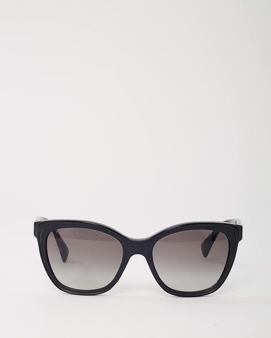 Prada Black Acetate SPR20P Triangle Logo Cat Eye Sunglasses