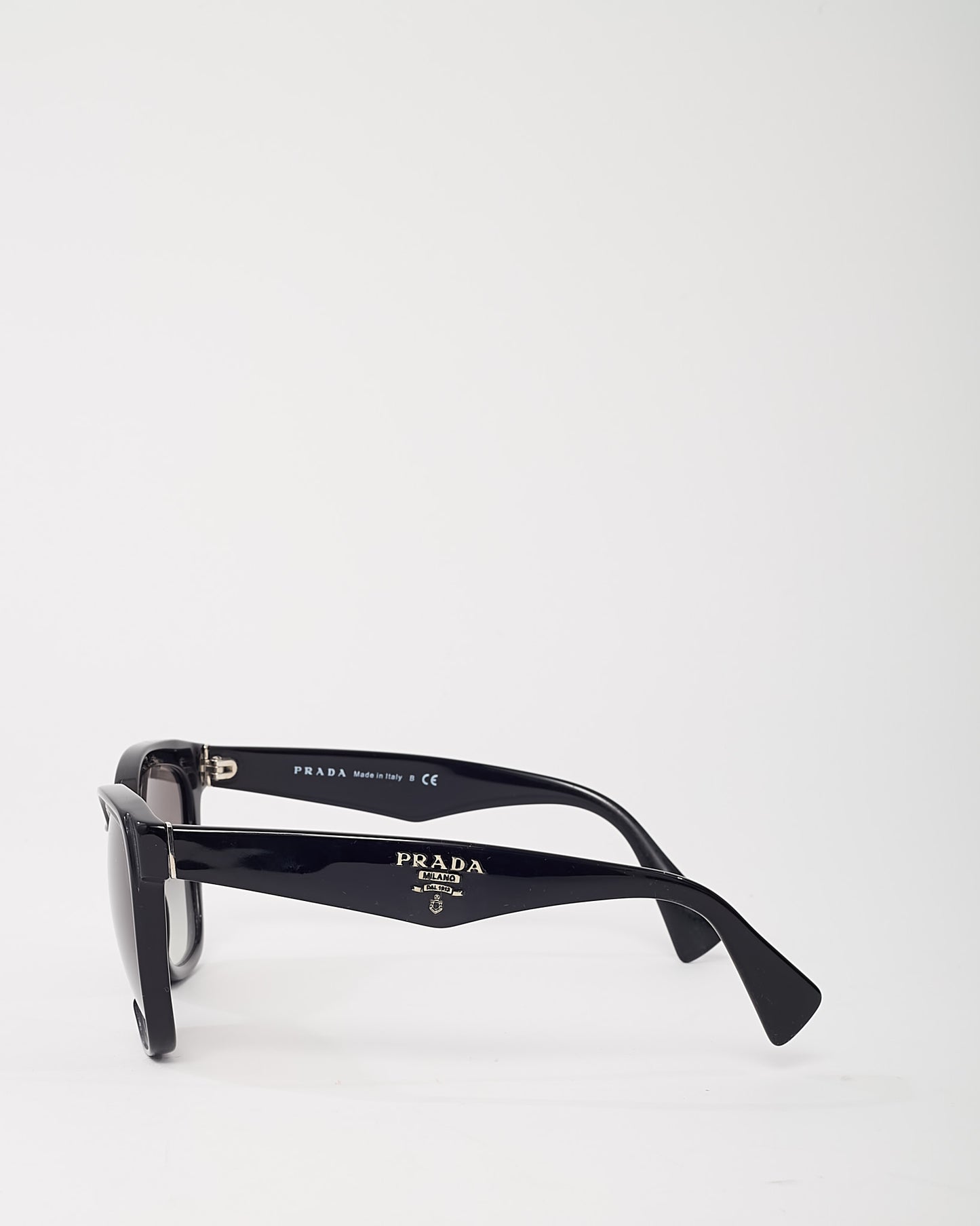 Prada Black Acetate SPR20P Triangle Logo Cat Eye Sunglasses