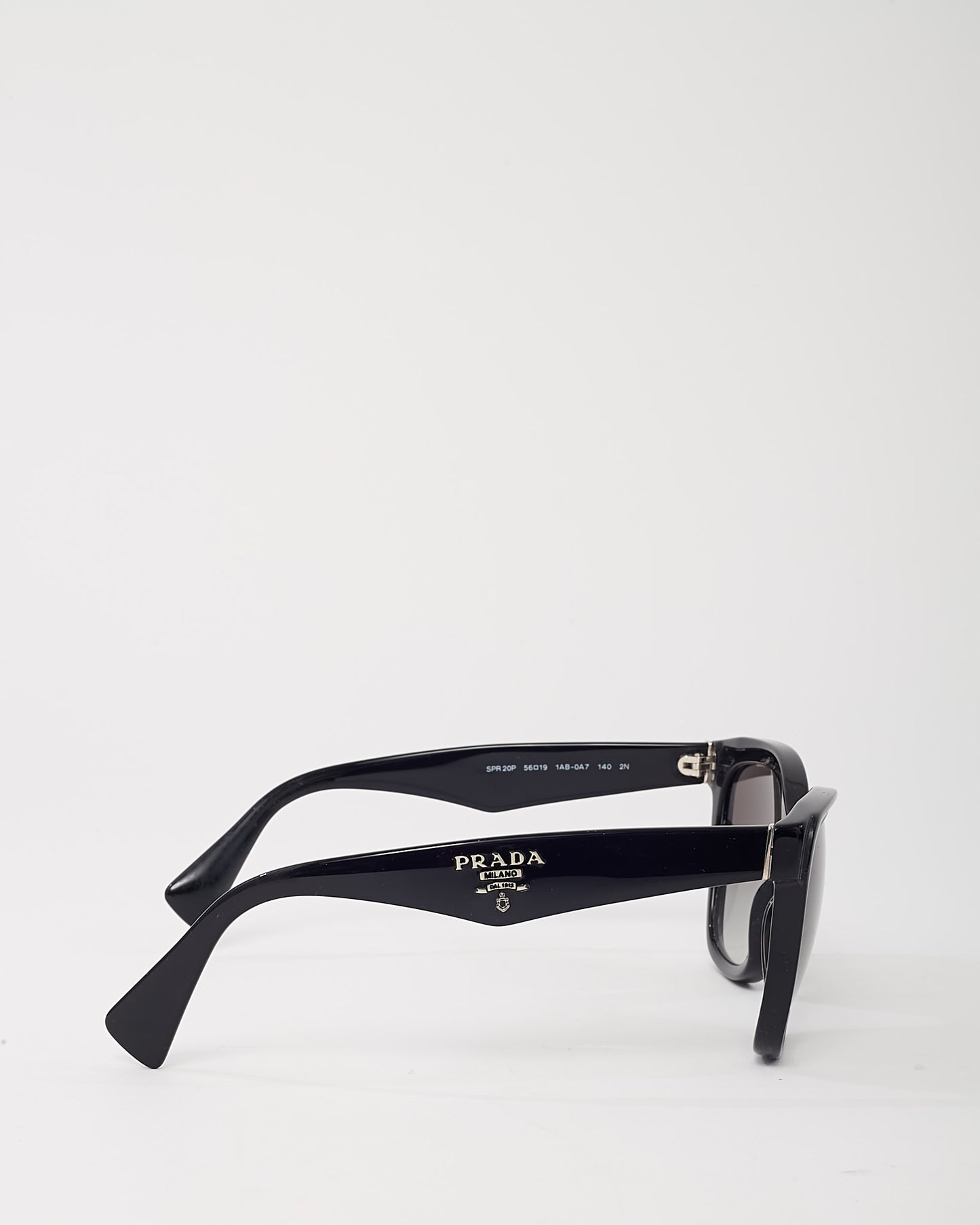 Prada Black Acetate SPR20P Triangle Logo Cat Eye Sunglasses