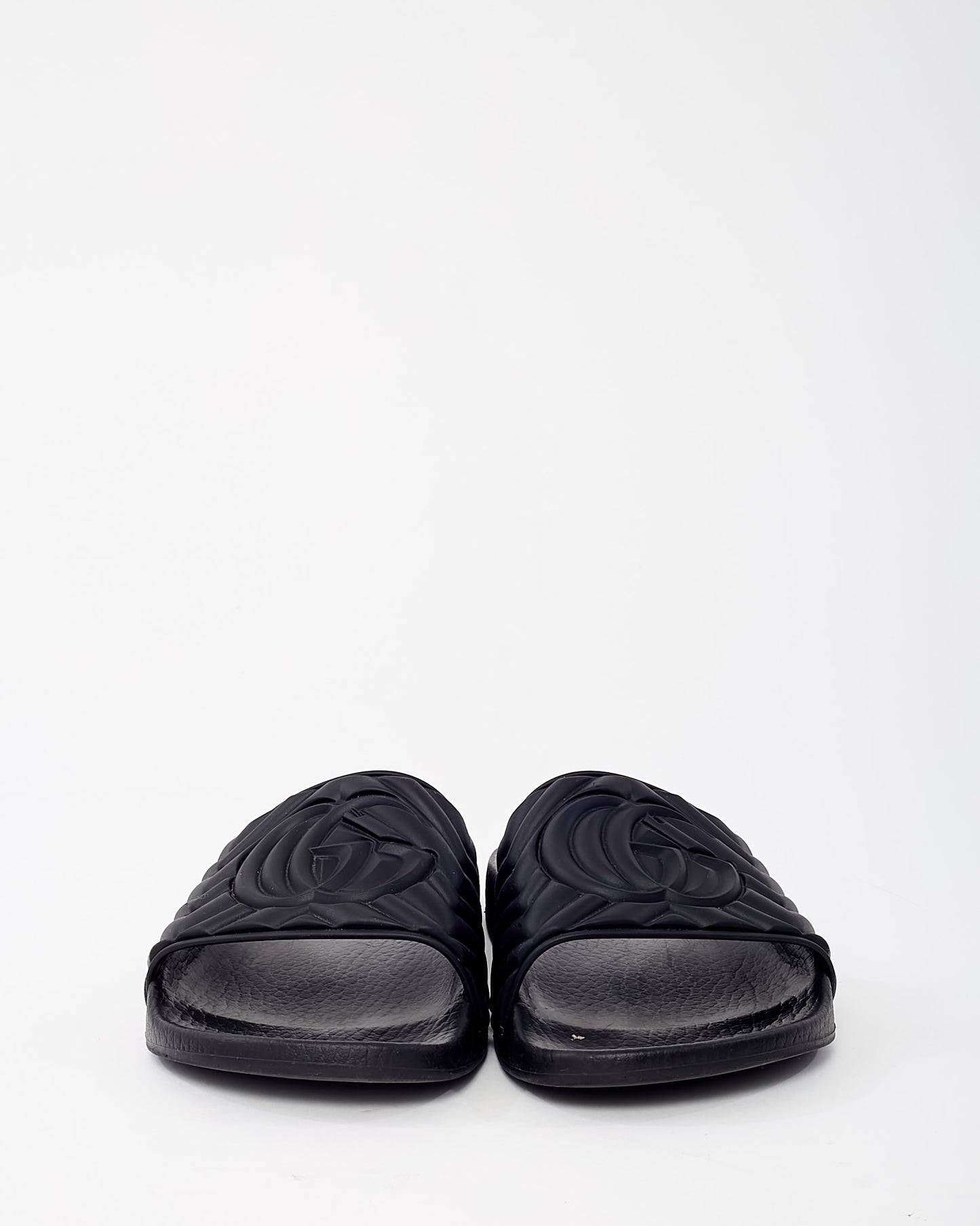 Gucci Black PVC Rubber Black GG Marmont Slide Sandals - 36
