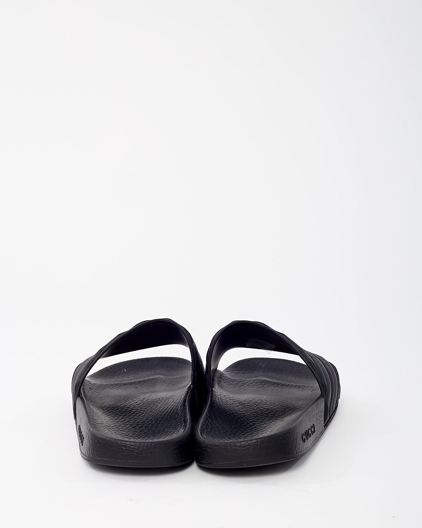 Gucci Black PVC Rubber Black GG Marmont Slide Sandals - 36