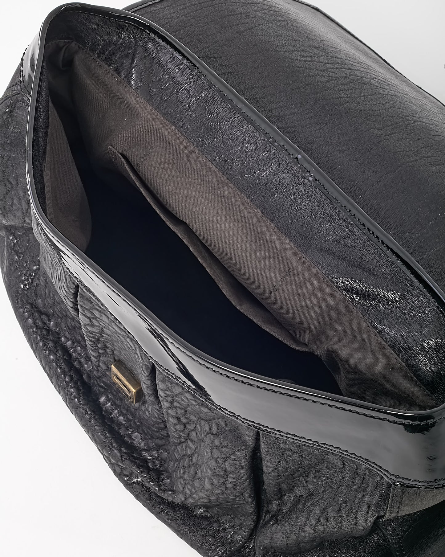 Fendi Black Pebbled Leather Large Buckle B Shoulder Bag
