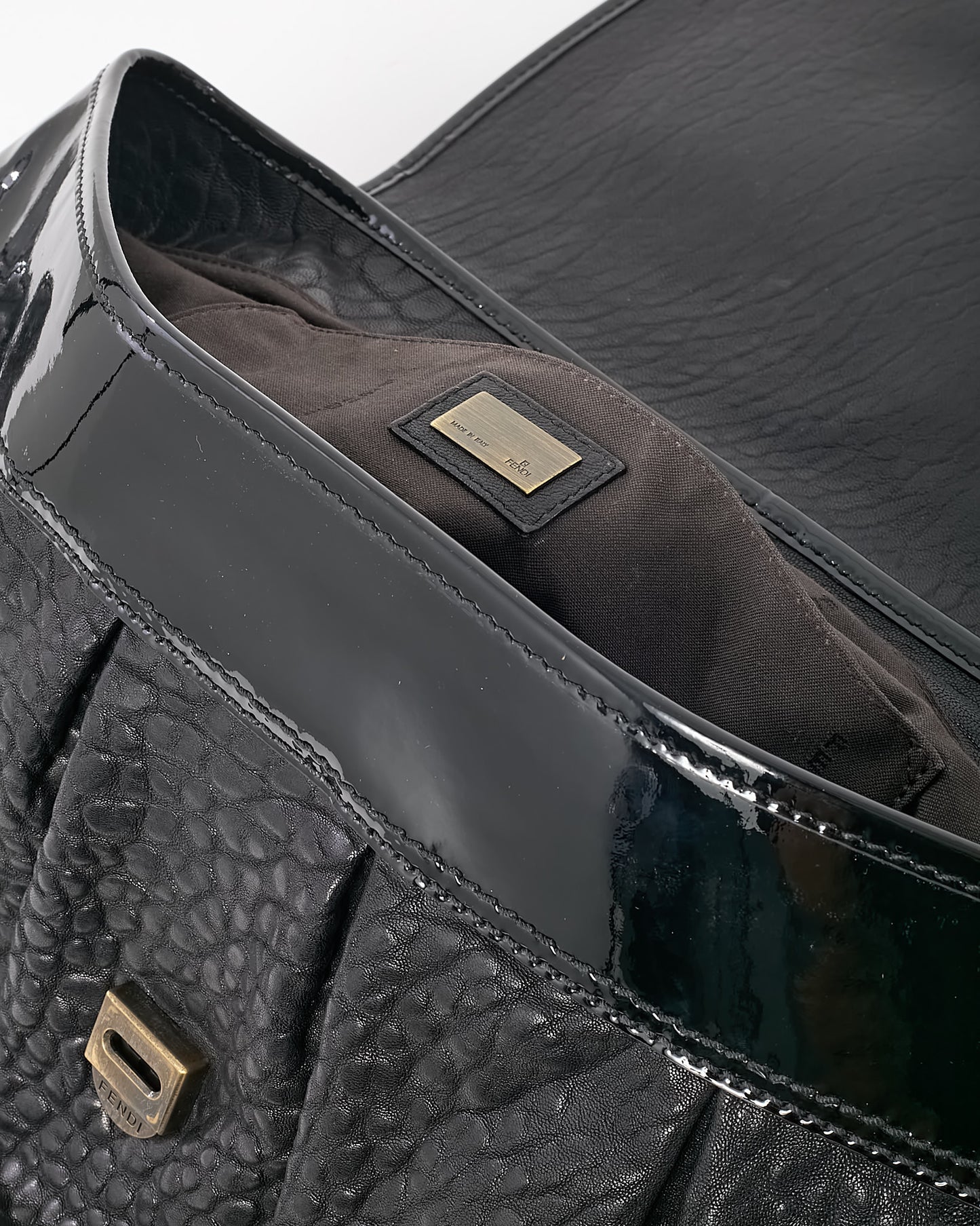 Fendi Black Pebbled Leather Large Buckle B Shoulder Bag