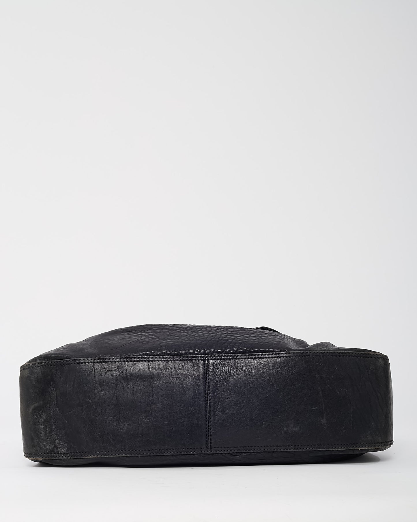 Fendi Black Pebbled Leather Large Buckle B Shoulder Bag